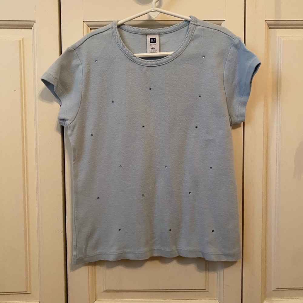 Gap Sequin Blue Short Sleeve T-shirt Size L
